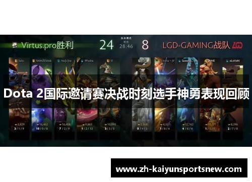 Dota 2国际邀请赛决战时刻选手神勇表现回顾
